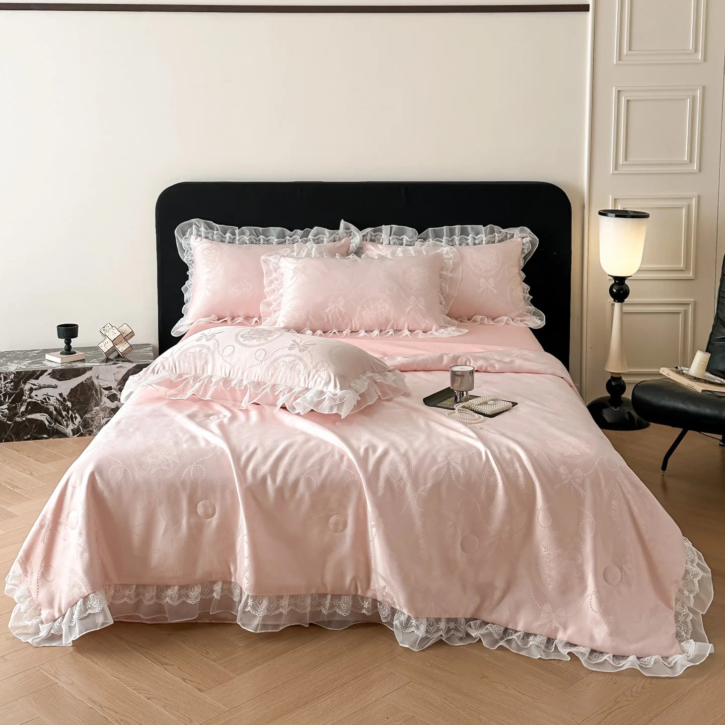 Cooling Summer Quilt Twin Queen Size 2026 Korean Lace Trim Silky Satin Lightweight Blanket for Hot Summer Nights Bedroom AC Room