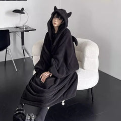 Thickened padded pajamas Solid color Homewear Loose oversized hooded Dresses Imp couple robe Fall and winter one-piece Sleepwear