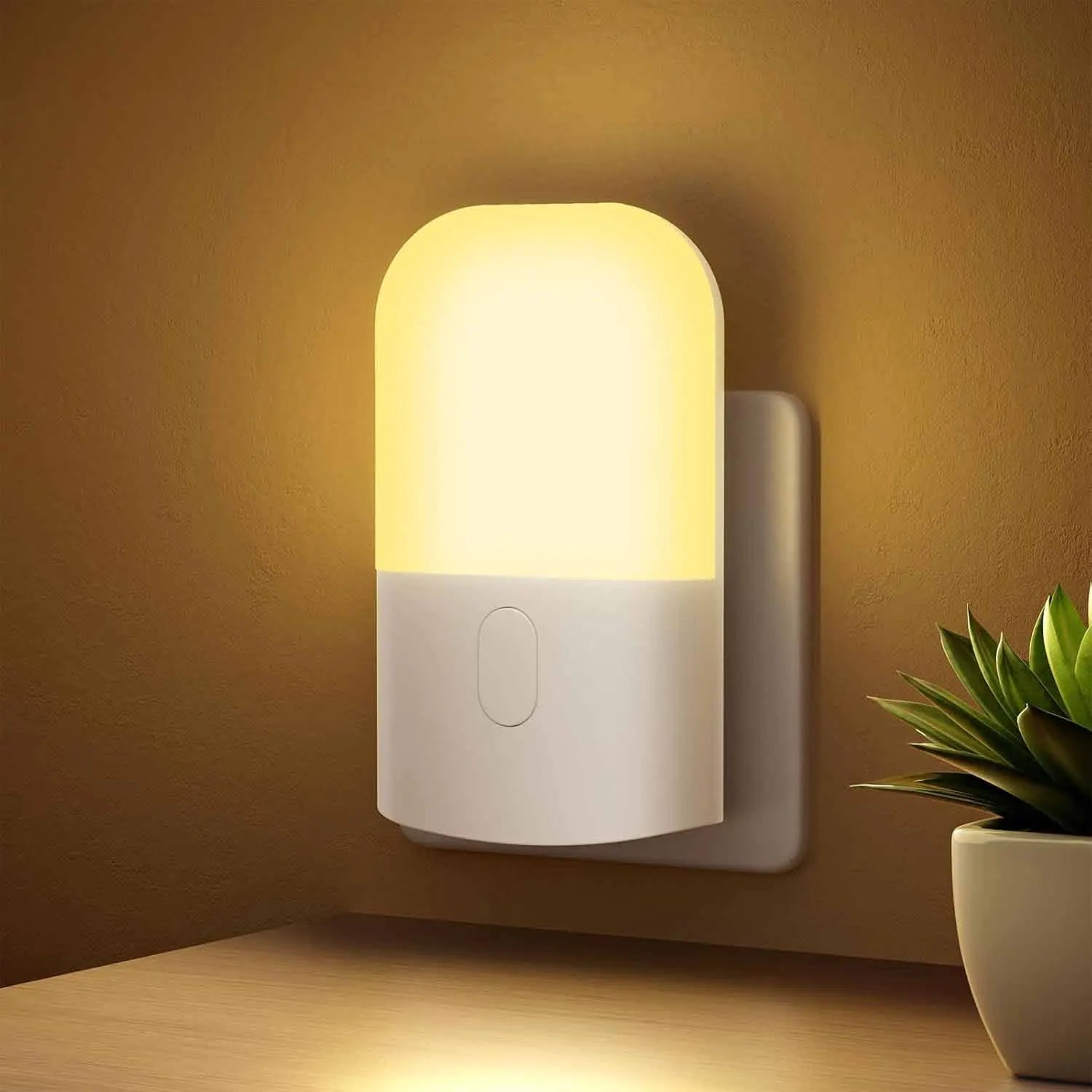 1/2pcs Plug-in LED Night Light, Mini Warm White LED Nightlight, Adjustable Brightness for Bedroom, Bathroom, Kitchen, Hallway