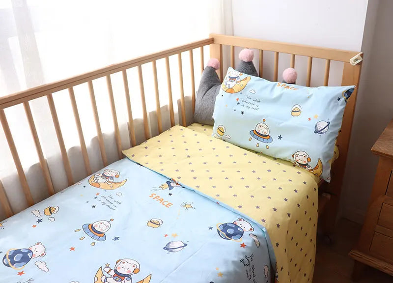 3 Pcs Baby Crib Bedding Set Cotton Bed Linens Boy Girl Cot kit Include Pillowcase Sheet Duvet Cover Children Room Decoration