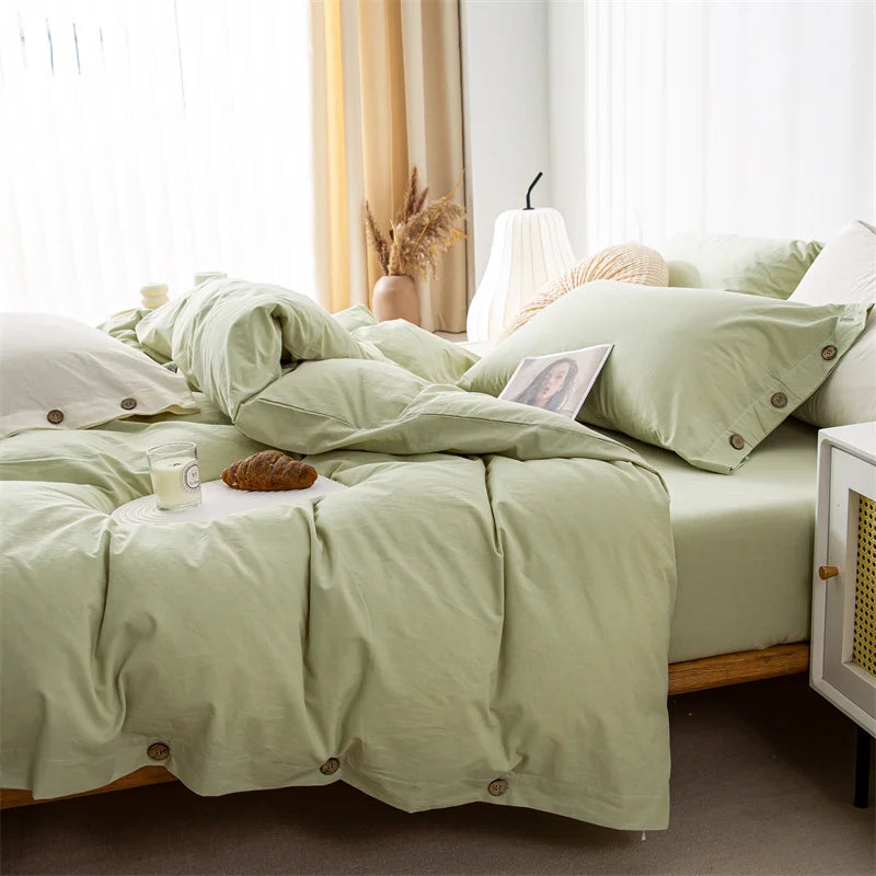 3pcs  100% cotton bedding set Double Duvet Cover Set 220x240 Solid Twist Cotton King Size Bedding Set Quilt Cover Set