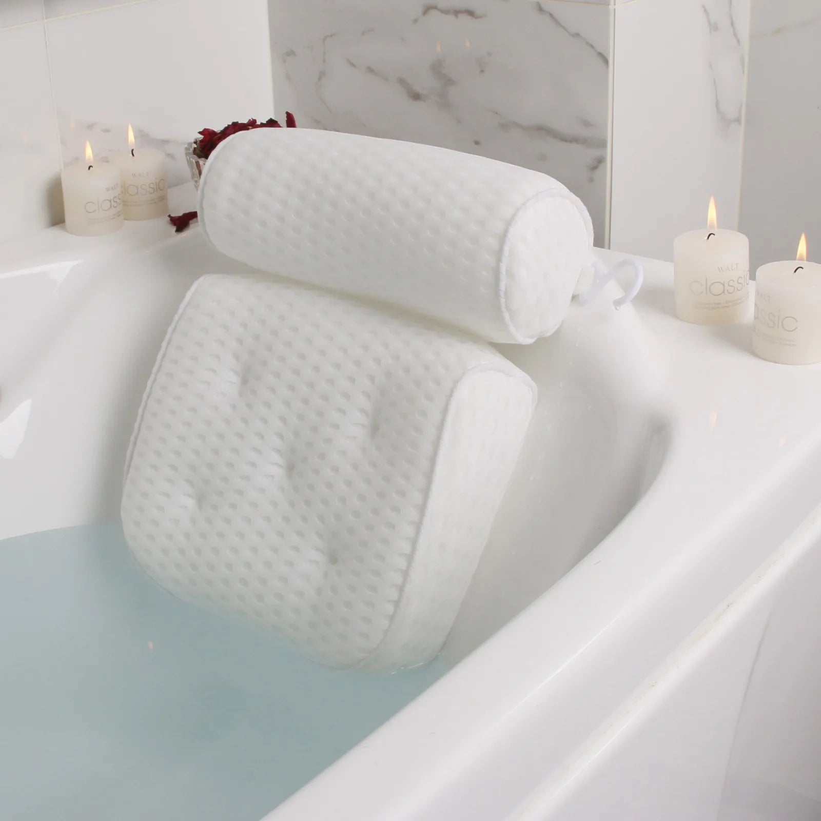 1/2 Pcs Spa Bathtub Pillow with Anti-Slip Suction Cups for Neck and Back Support, Air Mesh Bathtub Bathroom Accessory