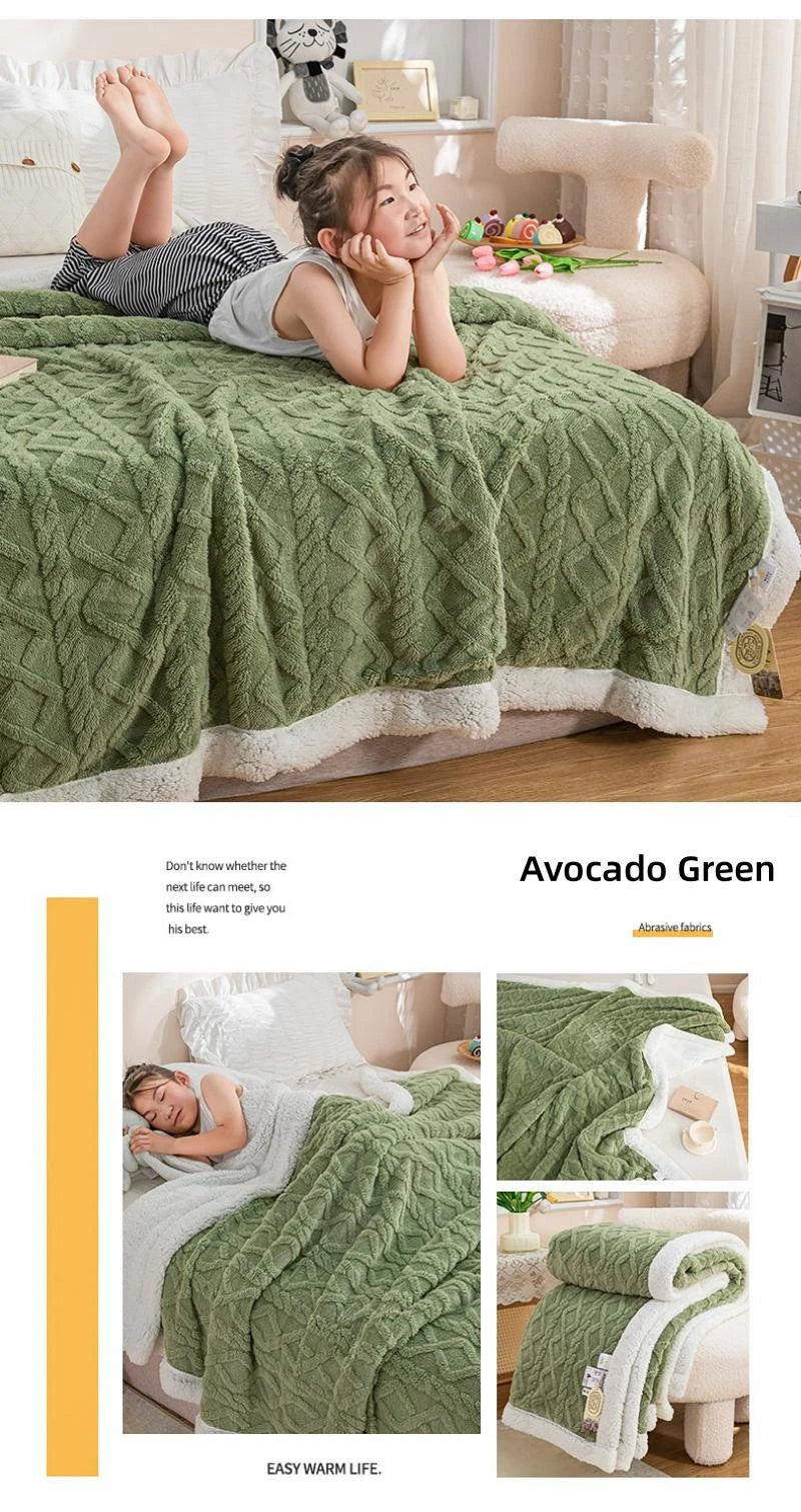 Warm Wool Sherpa Thick Blankets Fluffy Soft Coral Fleece Bedspread on The Bed Single Double Winter Plush Coraline Furry Throw