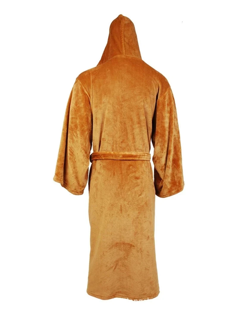 Jedi Cosplay Nightgown Male Homewear Flannel Robe Male With Hooded Thick Star Dressing Gown Empire Men's Bathrobe Winter Robe