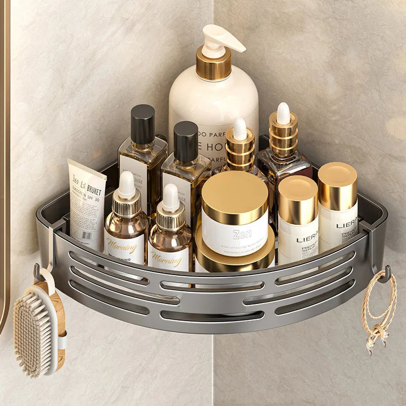 Modern Bathroom Corner Organizer Rack Self Adhesive Shower Shelf For Cosmetics Toiletries Storage Valentines Day Gift Home Decor
