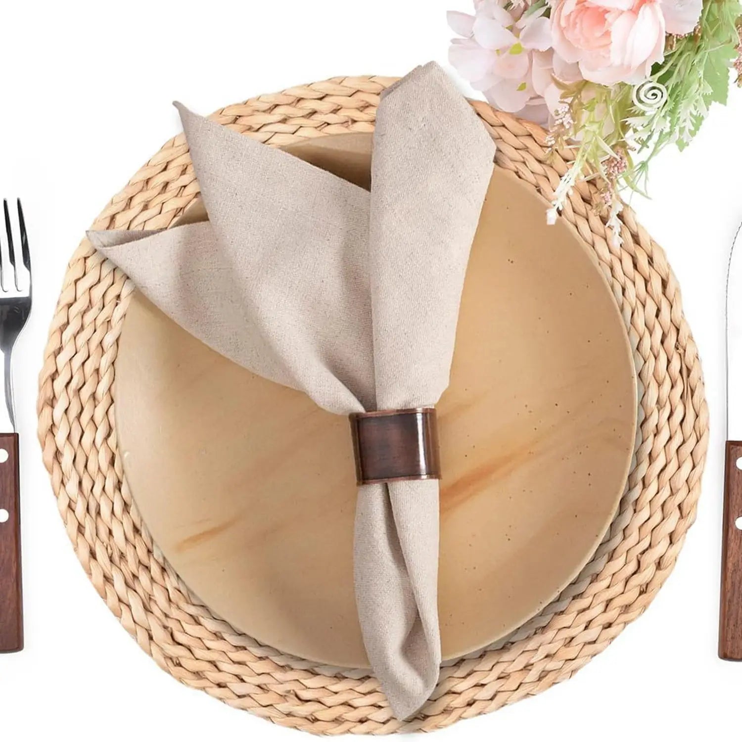 Set of 12 Linen Flax Cotton Cloth Dinner Napkin Natural Fabric Napkins Mitered Corners Wedding Napkins Dinner Napkins