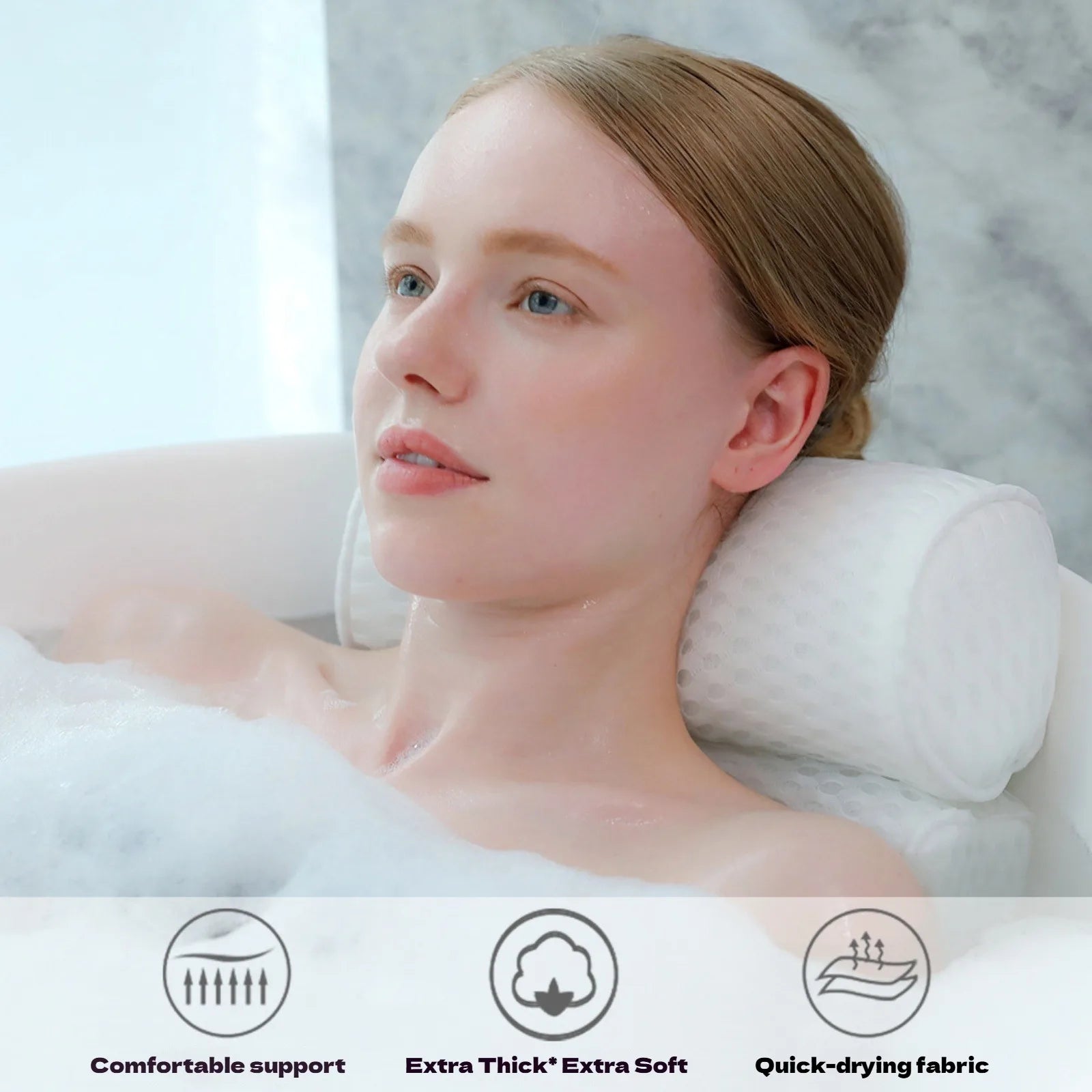 1/2 Pcs Spa Bathtub Pillow with Anti-Slip Suction Cups for Neck and Back Support, Air Mesh Bathtub Bathroom Accessory