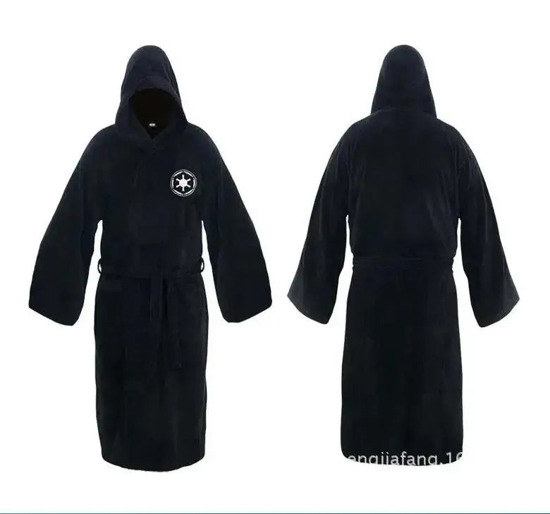 Jedi Cosplay Nightgown Male Homewear Flannel Robe Male With Hooded Thick Star Dressing Gown Empire Men's Bathrobe Winter Robe