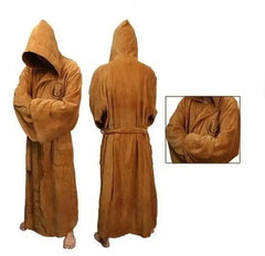 Jedi Cosplay Nightgown Male Homewear Flannel Robe Male With Hooded Thick Star Dressing Gown Empire Men's Bathrobe Winter Robe