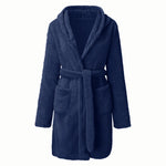Autumn Winter Women Sexy Bath Robe Fluffy Plush Pyjamas Ladies Hooded Dressing Solid Color Gown Warm Bathrobe Female Loungewear
