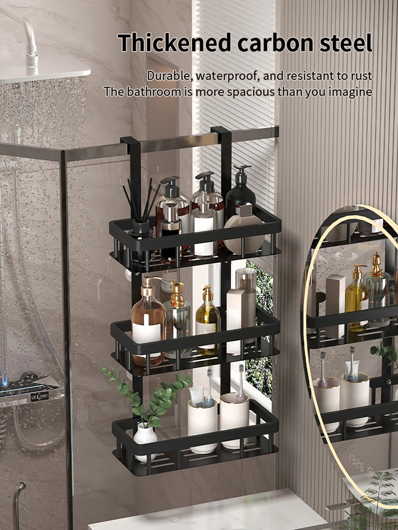 bathroom wall mounted storage rack, door mounted rack, shower gel rack, shower supplies storage rack