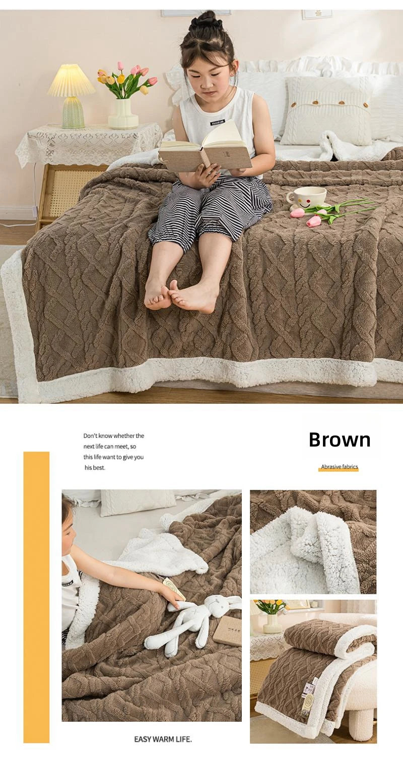 Warm Wool Sherpa Thick Blankets Fluffy Soft Coral Fleece Bedspread on The Bed Single Double Winter Plush Coraline Furry Throw