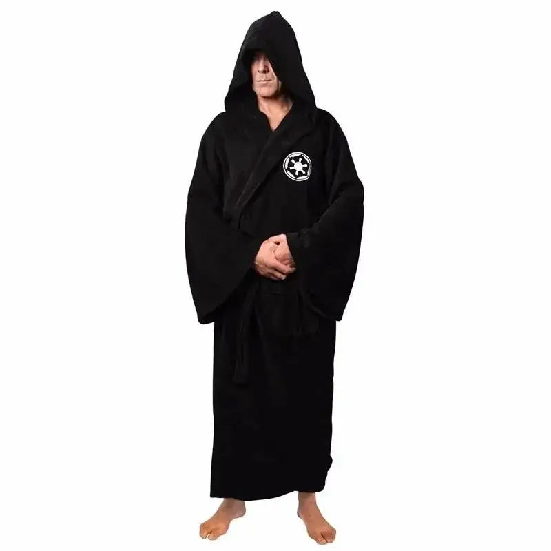 Jedi Cosplay Nightgown Male Homewear Flannel Robe Male With Hooded Thick Star Dressing Gown Empire Men's Bathrobe Winter Robe