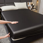Waterproof Smooth Satin Fitted Sheet For Single Double Queen King Bed Silky Mattress Protector For Women Kids Family with Pet