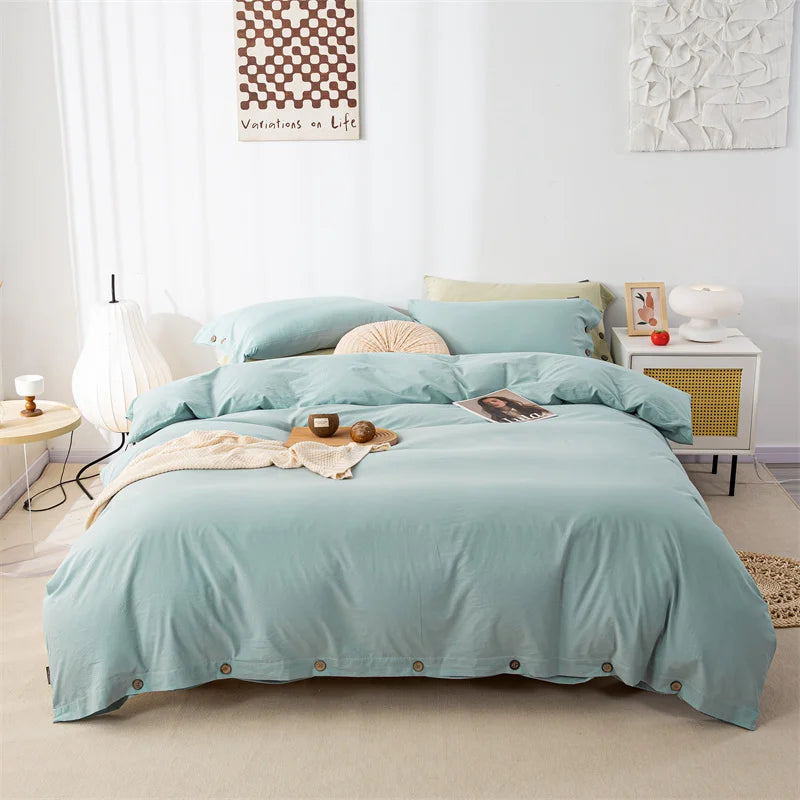 3pcs  100% cotton bedding set Double Duvet Cover Set 220x240 Solid Twist Cotton King Size Bedding Set Quilt Cover Set