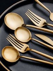 24pcs Dinnerware Set Stainless Steel Tableware Set Knife Fork Spoon Flatware Set Cutlery Set Knife Fork Spoon Tea Spoon
