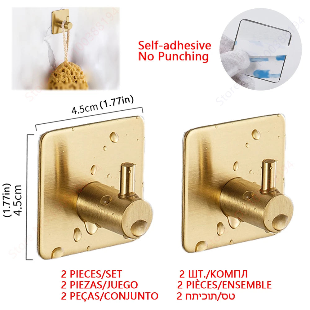 Adhesive Bathroom Hardware Accessories Towel Rack Toilet Paper Dispenser Holder Wall Coat Hooks Towel Rail Ring Roll Hanger Set