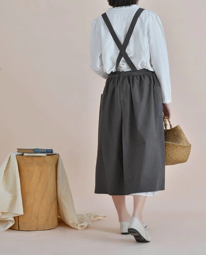 Long Lightweight Waterproof Oil Proof Anti Hair Pleated Apron With Pockets For Women Kitchen Beauty Salon Nail Pet