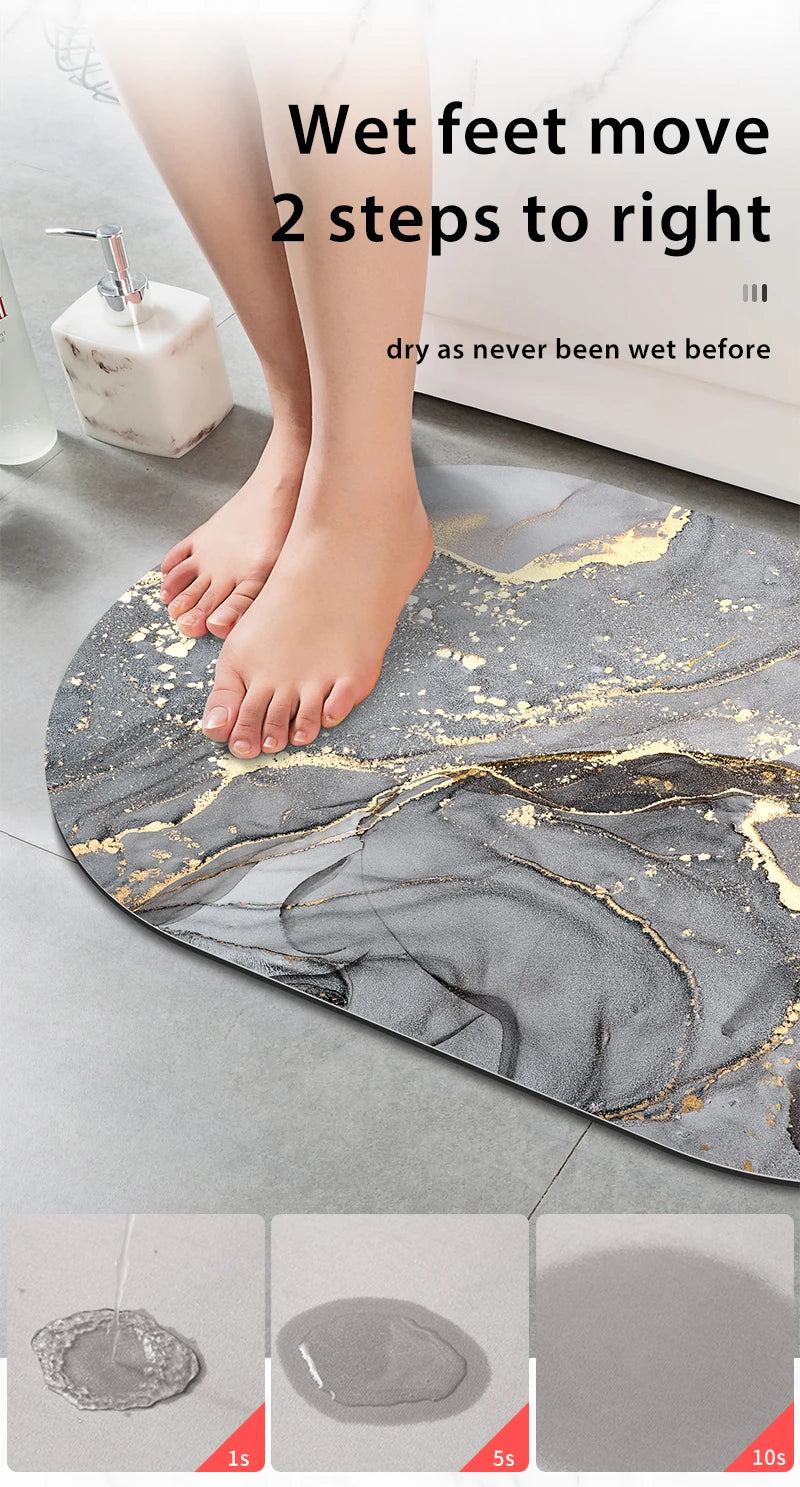 Diatomite Bath Mats Bathroom Absorbent Anti Slip Floor Mat Foot Carpet Quick Dry Shower Toilet Rug Doormat Washable