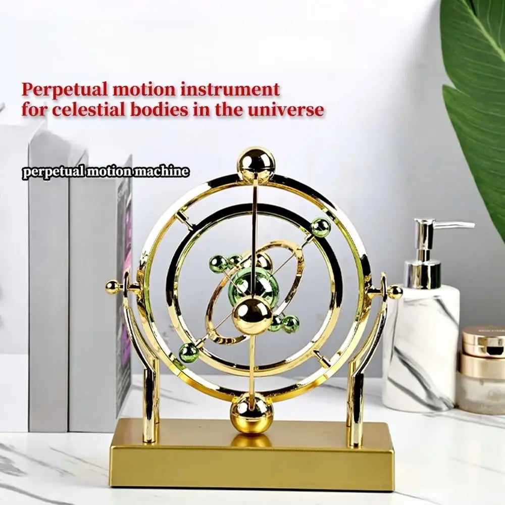 Celestial Orbit Pendulum Perpetual Motion Machine, Kinetic Art Desk Decor, Astronomy Model for Home Office, Rotating Sculpture
