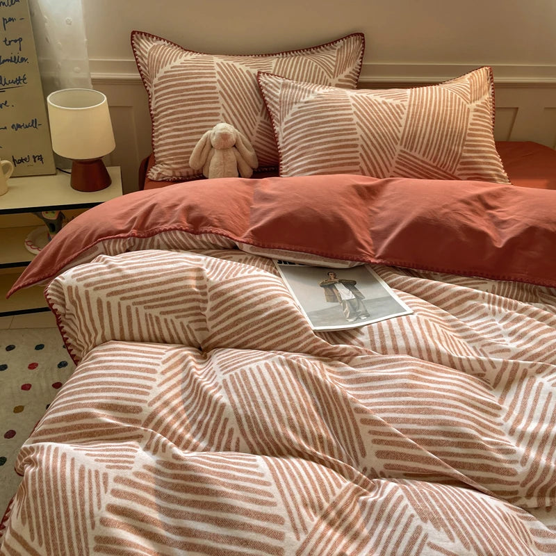 Luxury Heavyweight Cotton Bedding Set 100% Premium Washed Cotton Duvet Cover Set Cozy Home Decor King Size Ultra Soft Breathabe