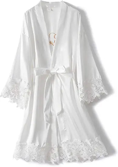 Bridesmaid Robes Rose Gold Bride Robe Wedding Bridesmaid Gift Satin Lace Robe Bridal Dressing Gown Bachelorette Party Pajamas