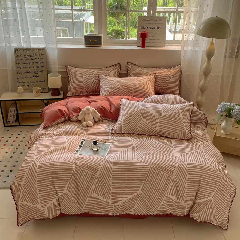 Luxury Heavyweight Cotton Bedding Set 100% Premium Washed Cotton Duvet Cover Set Cozy Home Decor King Size Ultra Soft Breathabe
