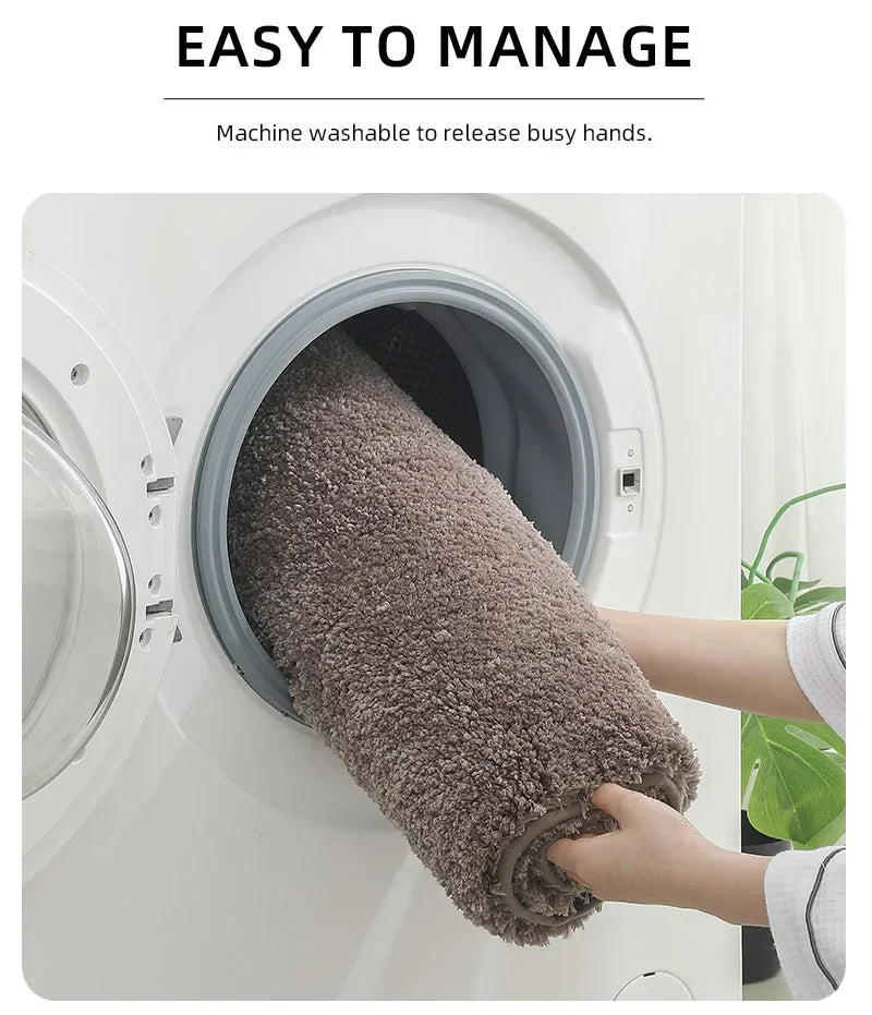 U-shaped thickened bathroom floor mat, plush material, bathtub absorbent mat, anti slip foot mat, bathroom small carpet, entranc