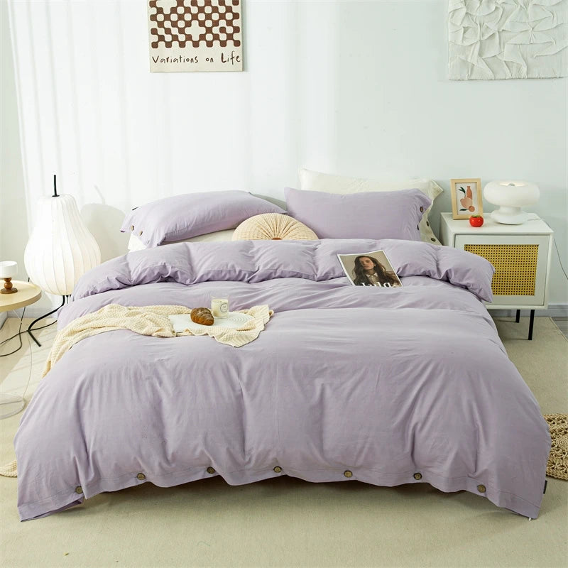 3pcs  100% cotton bedding set Double Duvet Cover Set 220x240 Solid Twist Cotton King Size Bedding Set Quilt Cover Set