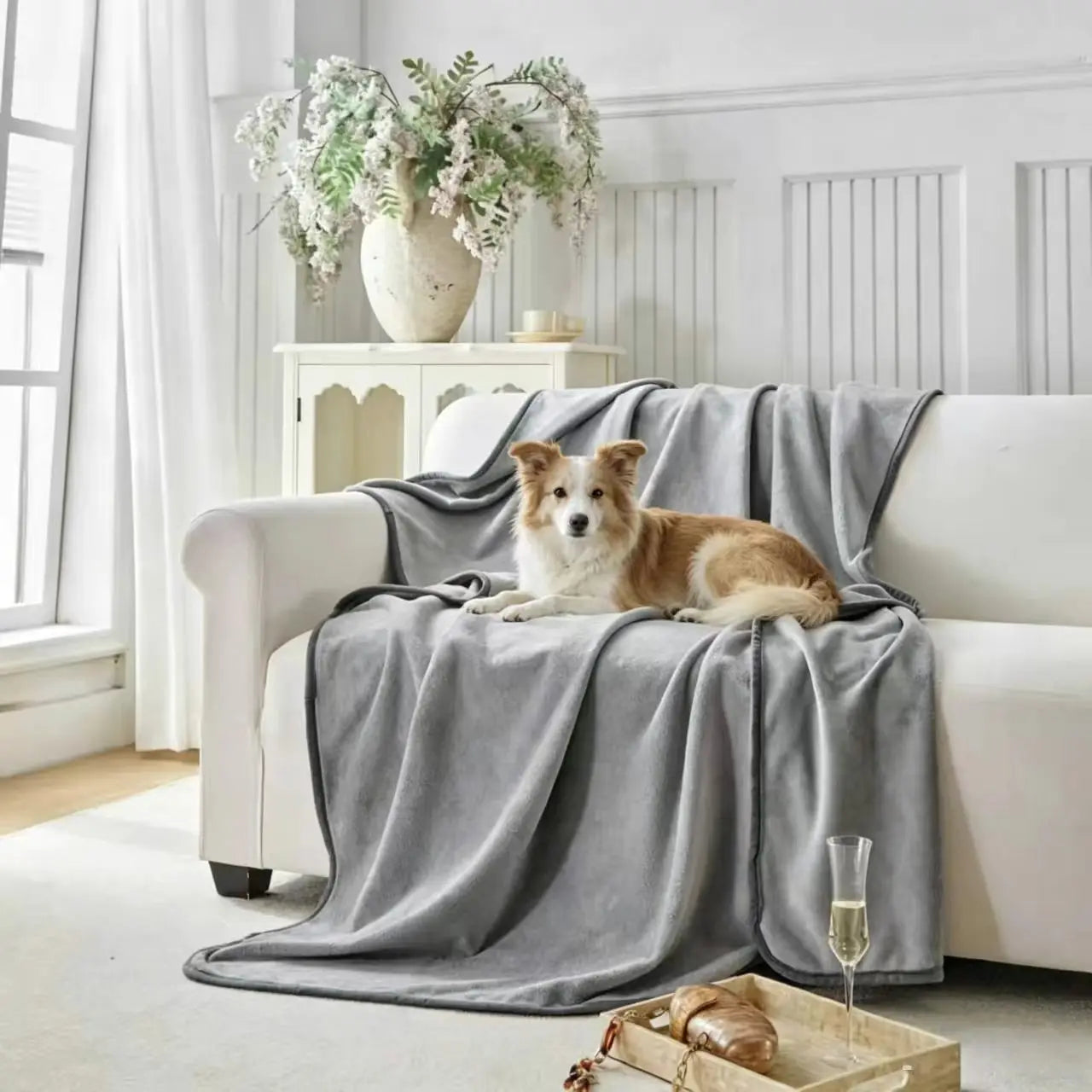 Waterproof Blanket for Bed Sofa Couch, Water Resistant Blanket，Reversible Leakproof Bed Cover for Adults Elderly Pets