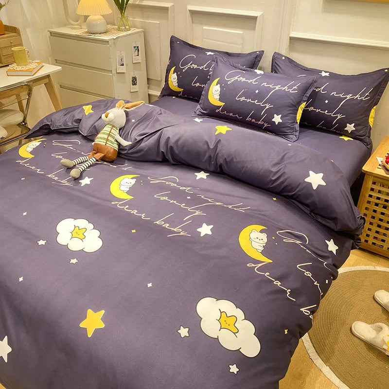 Daisy Printed King Size Duvet Cover Set with Sheets High Quality Washed Cotton Bedding Set Queen Home Bed Sets Comforter Covers