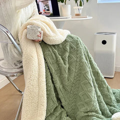 Soft Woolen Blanket for Bedding and Sofa, Warm Lamb Velvet Flannel Cover Blanket for Office, Air Conditioning and Nap