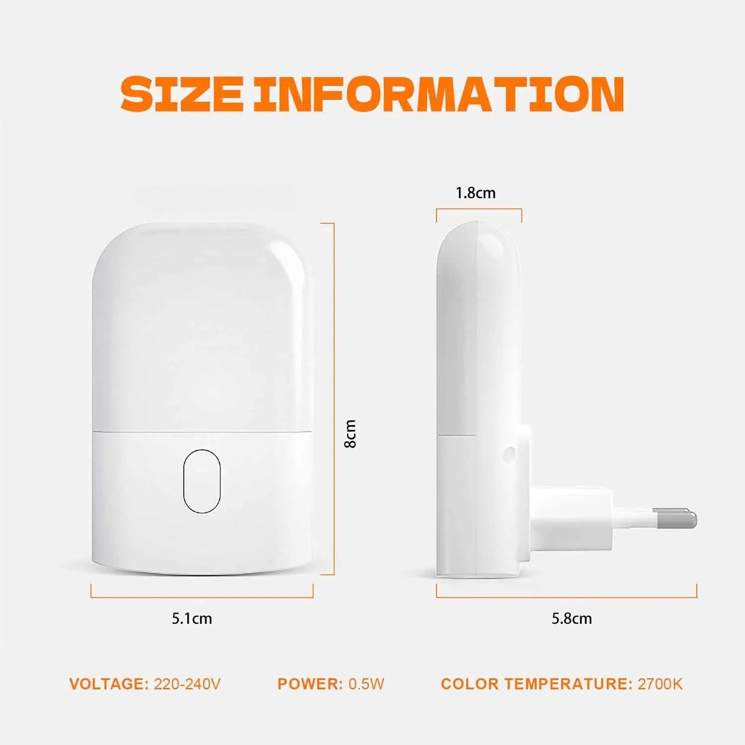 1/2pcs Plug-in LED Night Light, Mini Warm White LED Nightlight, Adjustable Brightness for Bedroom, Bathroom, Kitchen, Hallway