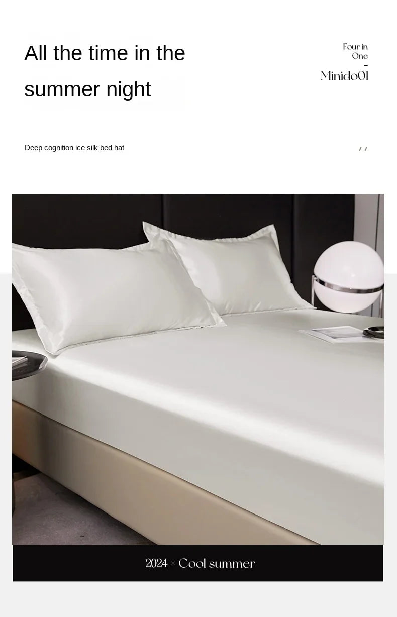 Satin Rayon Fitted Sheet Solid Color Mattress Cover With Elastic Band Bed Sheet High-End Home Hotel Bedding Fit Sheet