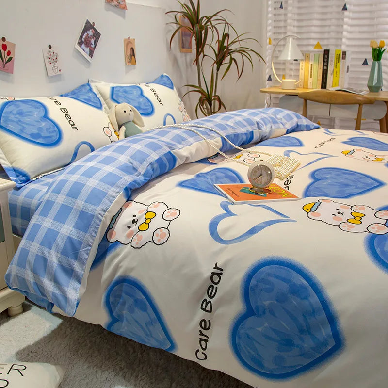 Daisy Printed King Size Duvet Cover Set with Sheets High Quality Washed Cotton Bedding Set Queen Home Bed Sets Comforter Covers