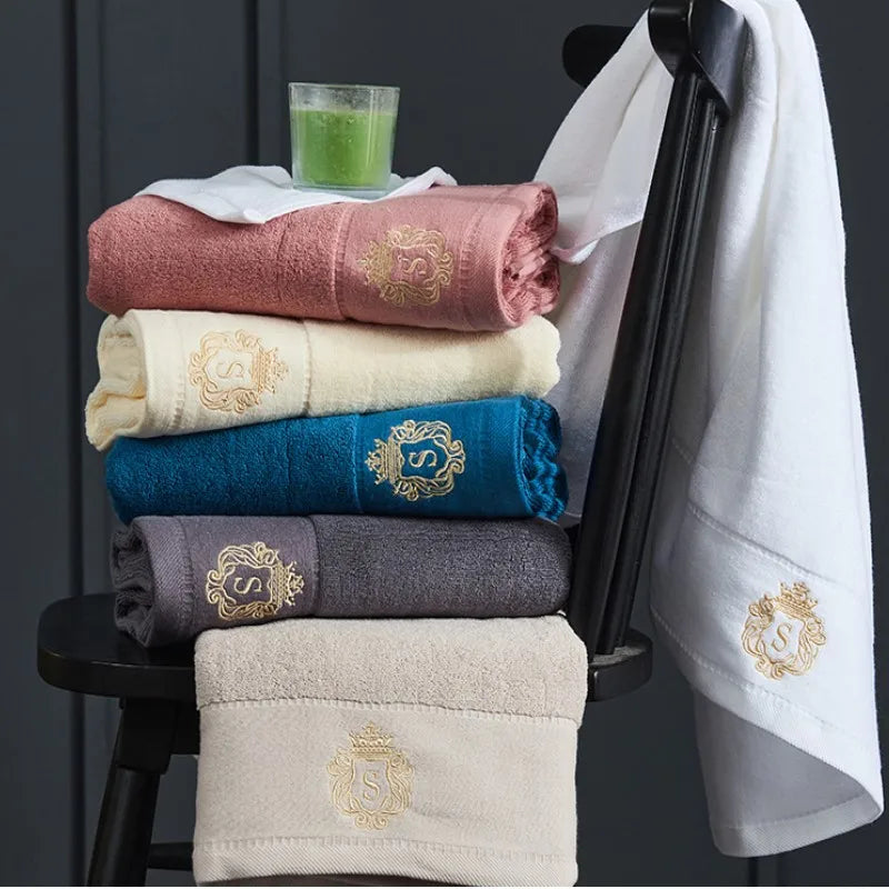 1/5/10PCS Bathroom Cotton Towel 35x75cm 70x140cm Hand Face Bath Towel Soft Gift Absorbent Sport Absorbent Towel 수건 세트 Blue White