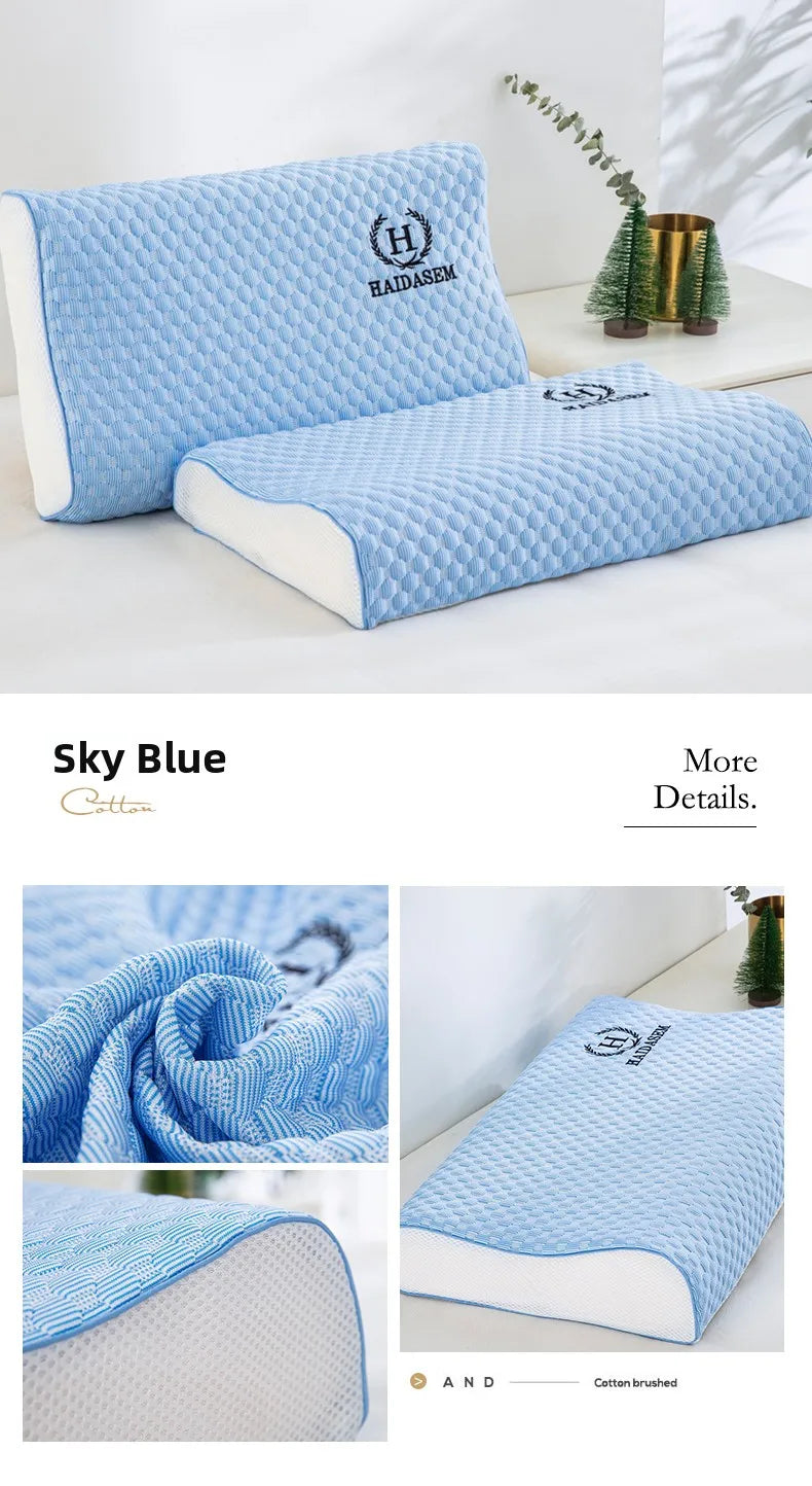 Summer Ice Silk Latex Pillowcase Bean Memory Single 30x50 Children's Pillow Core Case 40x60 Breathable Pair Bidirectional Use