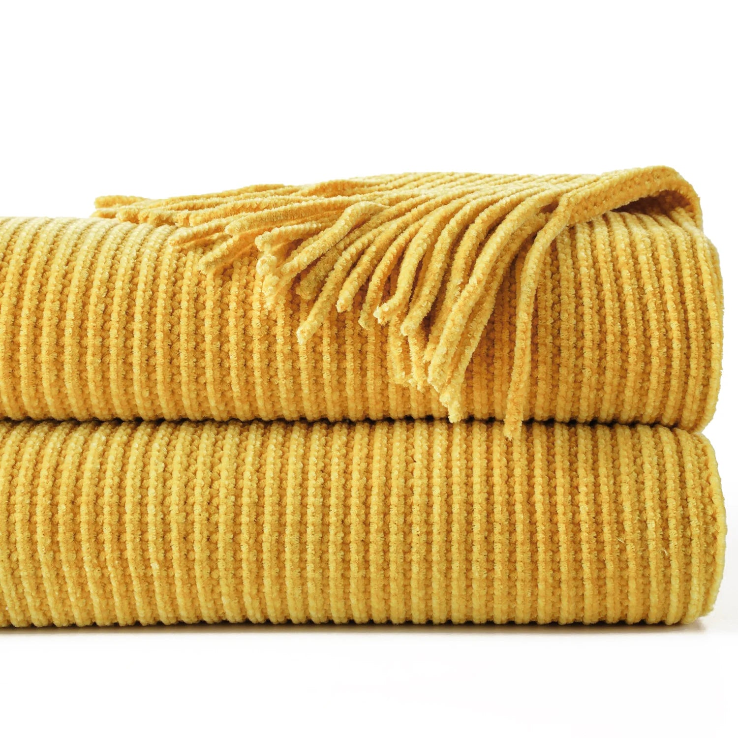 Battilo Chenille Knit Blankets with Tassels Green Plaid Throw Blanket for Bed Couch Decorative Sofa Blanket Bedroom Spring Decor