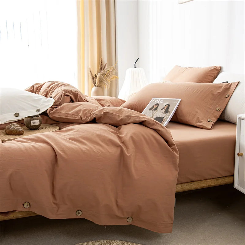 3pcs  100% cotton bedding set Double Duvet Cover Set 220x240 Solid Twist Cotton King Size Bedding Set Quilt Cover Set