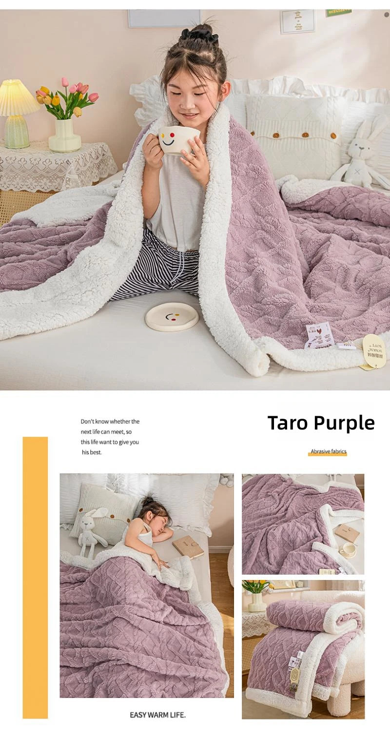 Warm Wool Sherpa Thick Blankets Fluffy Soft Coral Fleece Bedspread on The Bed Single Double Winter Plush Coraline Furry Throw