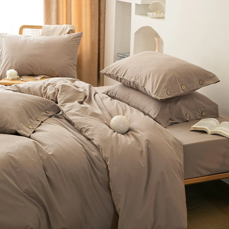 3pcs  100% cotton bedding set Double Duvet Cover Set 220x240 Solid Twist Cotton King Size Bedding Set Quilt Cover Set