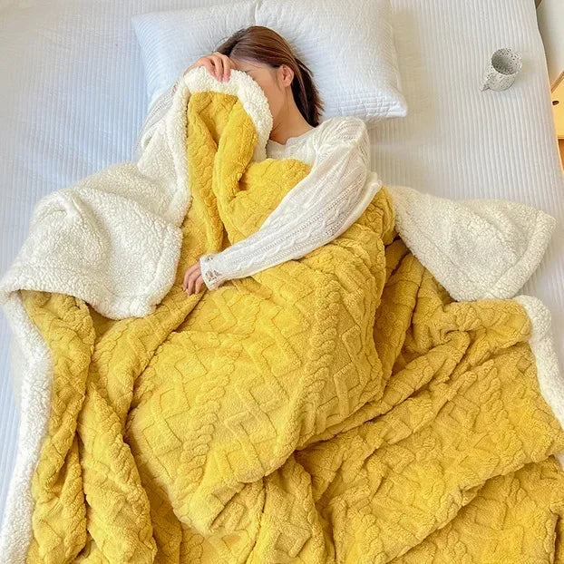 Soft Woolen Blanket for Bedding and Sofa, Warm Lamb Velvet Flannel Cover Blanket for Office, Air Conditioning and Nap