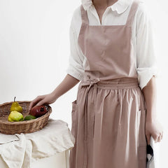 Long Lightweight Waterproof Oil Proof Anti Hair Pleated Apron With Pockets For Women Kitchen Beauty Salon Nail Pet