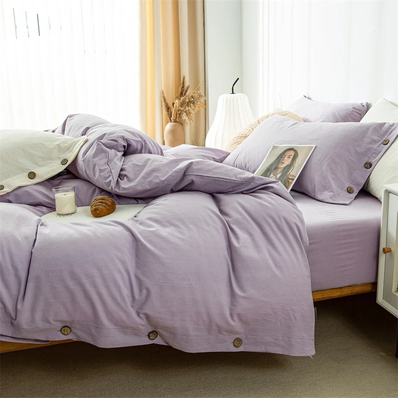 3pcs  100% cotton bedding set Double Duvet Cover Set 220x240 Solid Twist Cotton King Size Bedding Set Quilt Cover Set