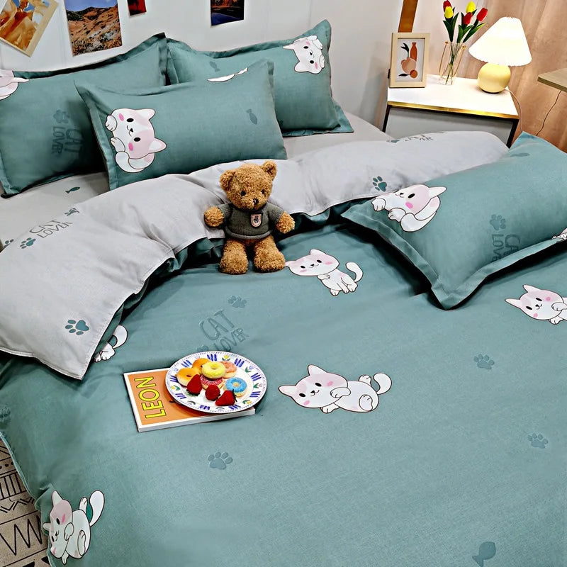Daisy Printed King Size Duvet Cover Set with Sheets High Quality Washed Cotton Bedding Set Queen Home Bed Sets Comforter Covers