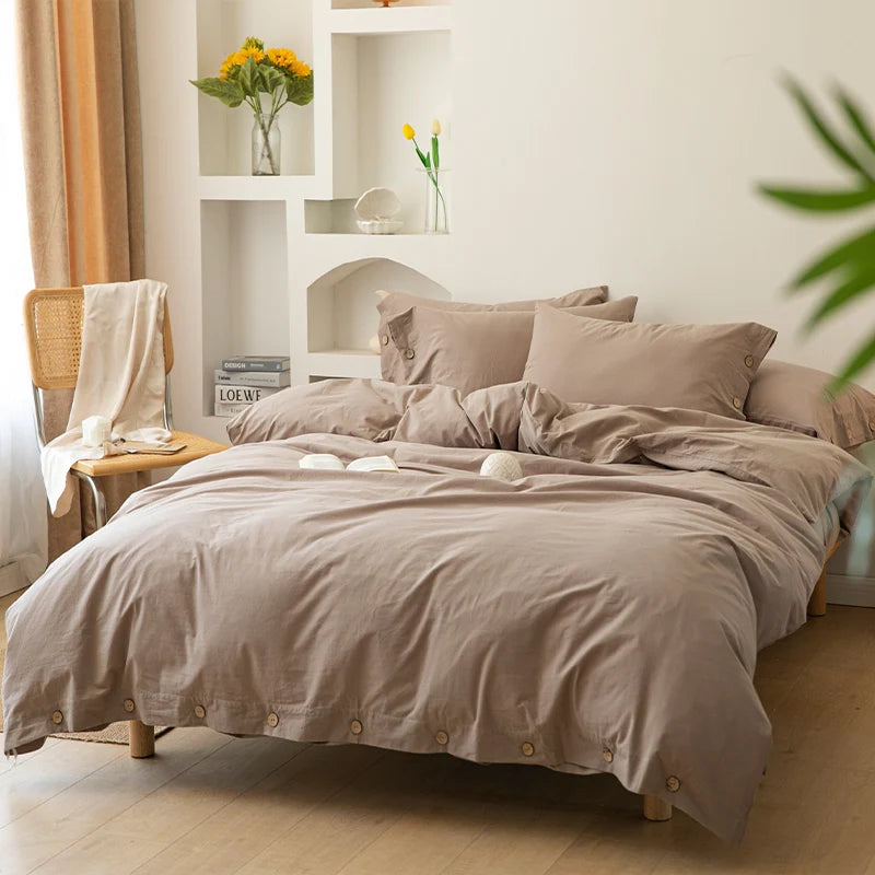 3pcs  100% cotton bedding set Double Duvet Cover Set 220x240 Solid Twist Cotton King Size Bedding Set Quilt Cover Set