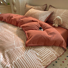 Luxury Heavyweight Cotton Bedding Set 100% Premium Washed Cotton Duvet Cover Set Cozy Home Decor King Size Ultra Soft Breathabe