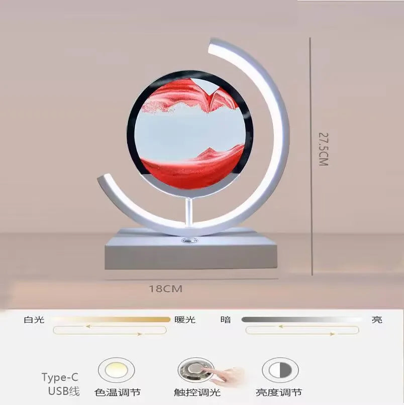 LED Moving Sand Art Table Lamp Quicksand Night Light 3D Sandscape Hourglass Bedside Lamps Flowing Sand Painting Home Decor Gifts