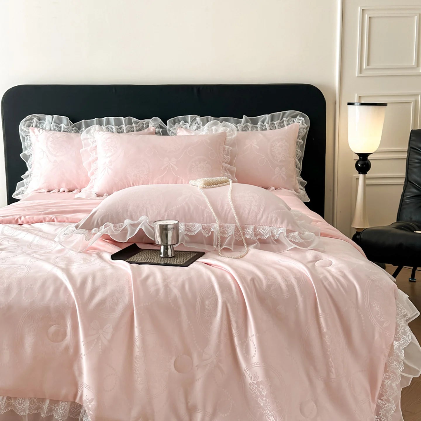 Cooling Summer Quilt Twin Queen Size 2026 Korean Lace Trim Silky Satin Lightweight Blanket for Hot Summer Nights Bedroom AC Room