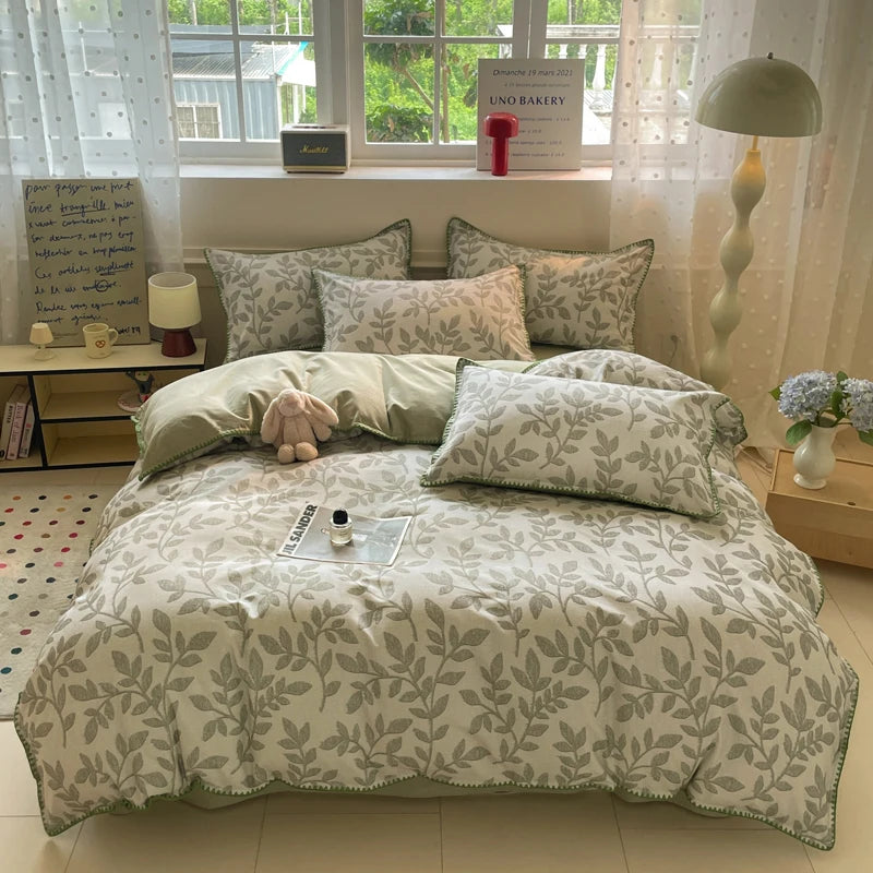 Luxury Heavyweight Cotton Bedding Set 100% Premium Washed Cotton Duvet Cover Set Cozy Home Decor King Size Ultra Soft Breathabe